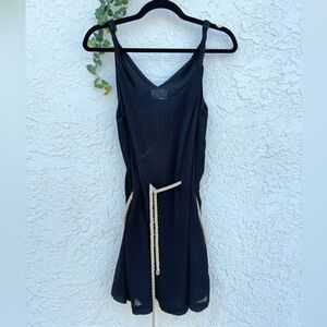 Anthropologie Greylin Chic Black Sleeveless Mini Dress with Rope Belt